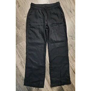 Athleta 100%Linen Elastic Waistband Zip Pockets Jogger Pants Women Small Black